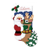 Kit De Meia De Feltro Para Papai Noel E Cervos Para Artesana