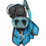 Kit De Mergulho Máscara+respirador+nadadeiras Cressi Bonete Tamanho 40-43 Azul