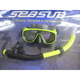 Kit De Mergulho Seasub Dua Pro Snorkel Valv. Protetor Onda