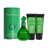 Kit De Perfume Pedras Preciosas Esmeralda- 01 Perfume 50ml+hidratante 100ml+sabonete Líquido 100ml+ Lata Decorativa