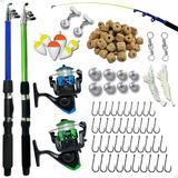 Kit De Pesca Barato 2 Varas + 2 Molinetes Leve E Acessórios 