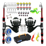 Kit De Pesca Completo Vara Molinete Anzol Carretilha Fibra