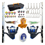 Kit De Pesca Duplo Vara 2 Partes + Molinete E Acessorios Pro