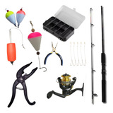 Kit De Pesca Molinete Vara Organozadora Varias Boias Alicate