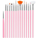 Kit De Pincel 15 Pincéis Unha Decorada Gel Acrigel 