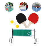 Kit De Ping Pong 2 Raquete Tênis De Mesa 3 Bolinha Com Rede 