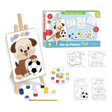 Kit De Pintura Infantil Pets C/ Cavalete 4 Telas P/ Colorir