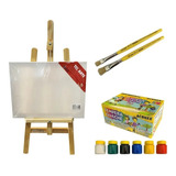 Kit De Pintura Infantil Tela +cavalete