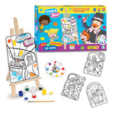 Kit De Pintura Mundo Bita + Cavalete Telas Pincel Tintas Nig