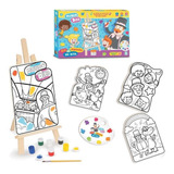 Kit De Pintura Mundo Bita Com Telas Guache Paleta Cavalete