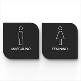 Kit De Placas Banheiro Masculino E Feminino Cinza 