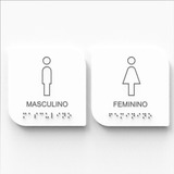 Kit De Placas Banheiro Masculino Feminino Com Braille