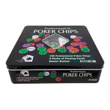 Kit De Poker Chips Professional C/ 100 Fichas E 2 Baralhos