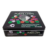 Kit De Poker Chips Professional C/ 100 Fichas E 2 Baralhos