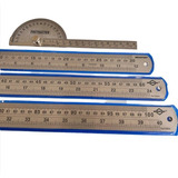 Kit De Réguas 30 Cm, 60 Cm E 1 Metro E Transferidor Aço Inox