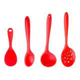 Kit De Silicone Colheres De Servir Escumadeira Concha 4 Pçs