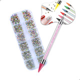 Kit De Unha Nail Pedrinhas Decoração + Caneta Pega Strass