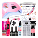 Kit De Unhas Polygel Pincel Prep Top Coat Molde F1 Completo