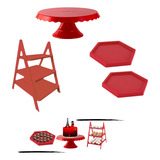Kit Decoração De Festa Escadinha P/ Doces Boleira E Bandeja