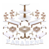 Kit Decoração De Festa Mdf Provençal Branco - 928-lp17