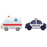Kit Decoração Displays Chão Ambulância E Carro Policia 