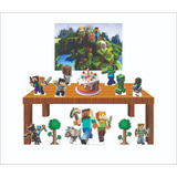 Kit Decoração Festa Infantil Minecraft Display De Mesa Mdf