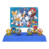 Kit Decoração Festa Sonic * Painel Displays Toalha De Mesa