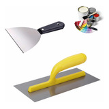 Kit Desempenadeira Aço Inox P/ Massa + Espátula Inox Grande