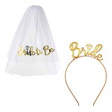 Kit Despedida De Solteira Véu Tiara Faixa Bride Rose Dourado