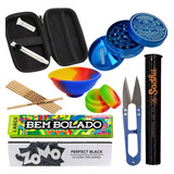 Kit Dichavador Metal Cuia Slick Silicone Mocó Case Seda