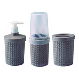 Kit Dispenser Sabão Liquido Porta Algodão Pasta Escova Dente