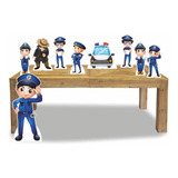 Kit Display De Chão E Mesa Totens Festa Policia 9 Pçs