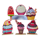 Kit Display De Mesa 6 Peças Para Festa Cupcake Mdf