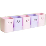 Kit Doçura 5 Porta Objetos Organizador Potes Potinhos Rosa 
