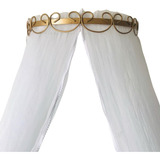 Kit Dossel Parede Mosquiteiro Incluso Dossel Branco Dourado