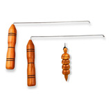 Kit Dual Rod + Pêndulo Modelo 06 Em Madeira Para Radiestesia