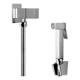 Kit Ducha Higiênica Luxo Todo Metal Quadrado Cromo 1/4 Volta Acabamento Brilhante Cor Cromado