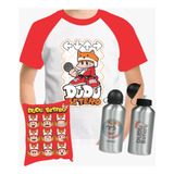Kit Dudu Betero Camiseta Raglan + Almofada 20x30 + Squeeze