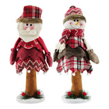 Kit Dupla Boneco De Neve E Papai Noel Natal 40cm Decoração