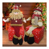 Kit Dupla Boneco De Neve E Papai Noel Natal 55cm Guirlanda