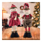 Kit Dupla Boneco Neve Papai Noel Rena Natal 50cm Decoração
