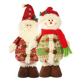 Kit Dupla Boneco Papai Noel Rena Alce Natal 40cm Em Pé