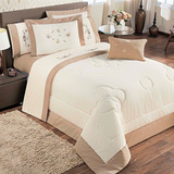 Kit Edredom Cama Casal Queen Algodão Dupla Face 5 Peças 