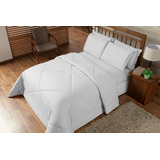 Kit Edredom Casal Padrao Com Jogo De Cama Lençol 6 Peças Cor Branco