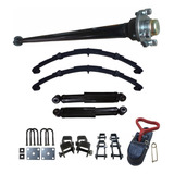 Kit Eixo Suspensão Amortec Completo Molas 70cm Reboque 800kg