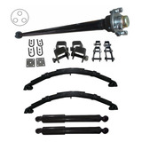 Kit Eixo Suspensão + Amortecedores Carretinhas Reboque 800kg