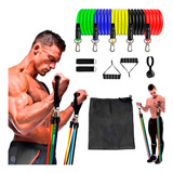Kit Elástico 11 Itens Tubing Treinamento Funcional Fitness