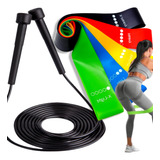 Kit Elástico De Treino Mini Band + Corda De Pular Exercício