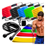 Kit Elásticos Treino Academia Exercício Extensor Corda Pular
