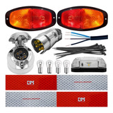 Kit Eletrico Instalação Lanterna Carretinha Reboques Cromado